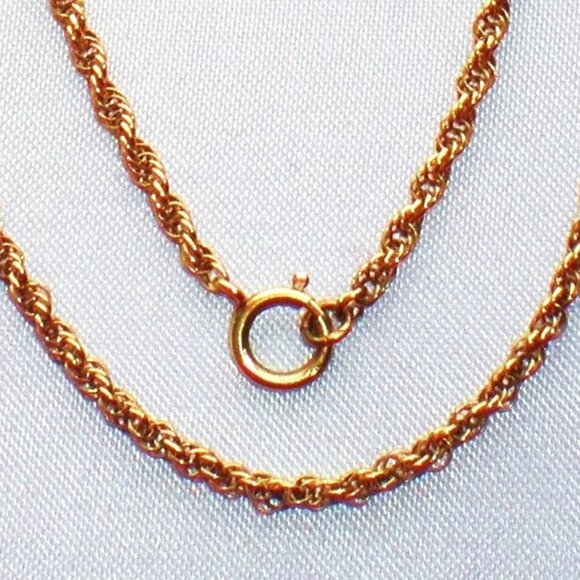 Vintage Solid 14K Yellow Gold Twisted Rope Necklace Chain 14kt 19.5\